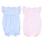 Baby Girls Smocked Romper - Embroidered Sky/Pink (0-9M) (PK6) H12806