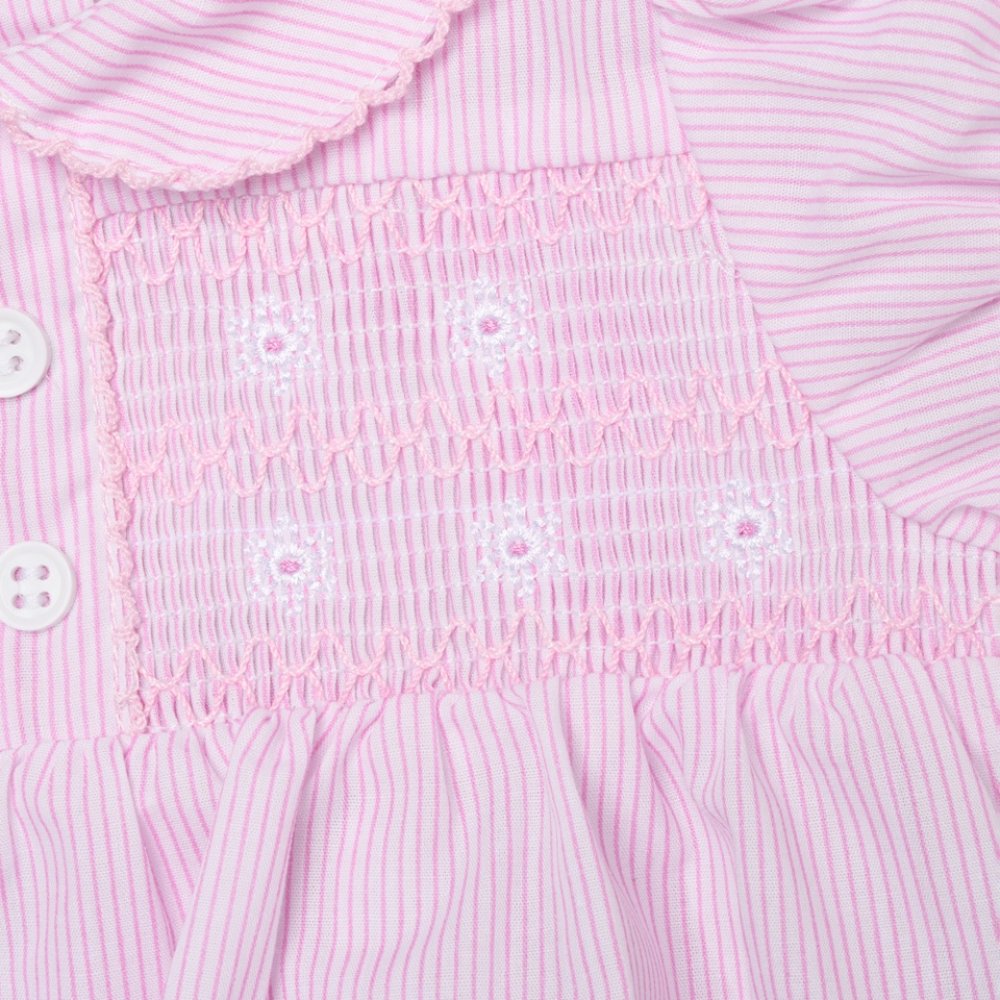 Baby Girls Smocked Romper - Pink (0-9M) (PK6) H12807