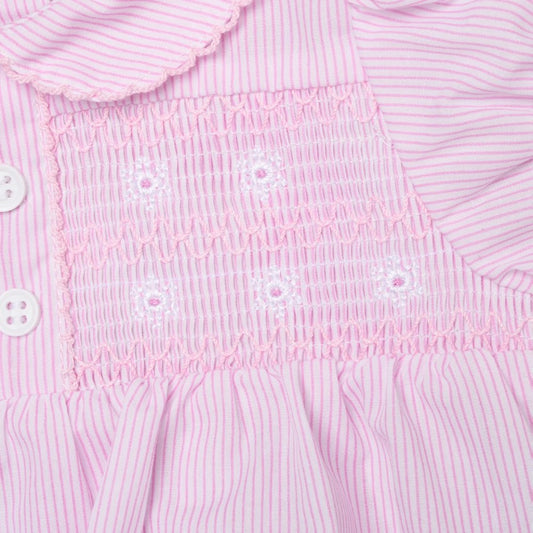 Baby Girls Smocked Romper - Pink (0-9M) (PK6) H12807