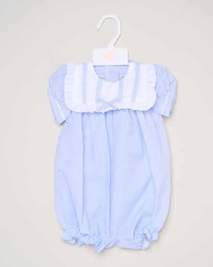 Baby Girls Smocked Romper - Sky/Pink (0-9M) (PK6) H12808