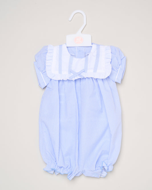 Baby Girls Smocked Romper - Sky/Pink (0-9M) (PK6) H12808