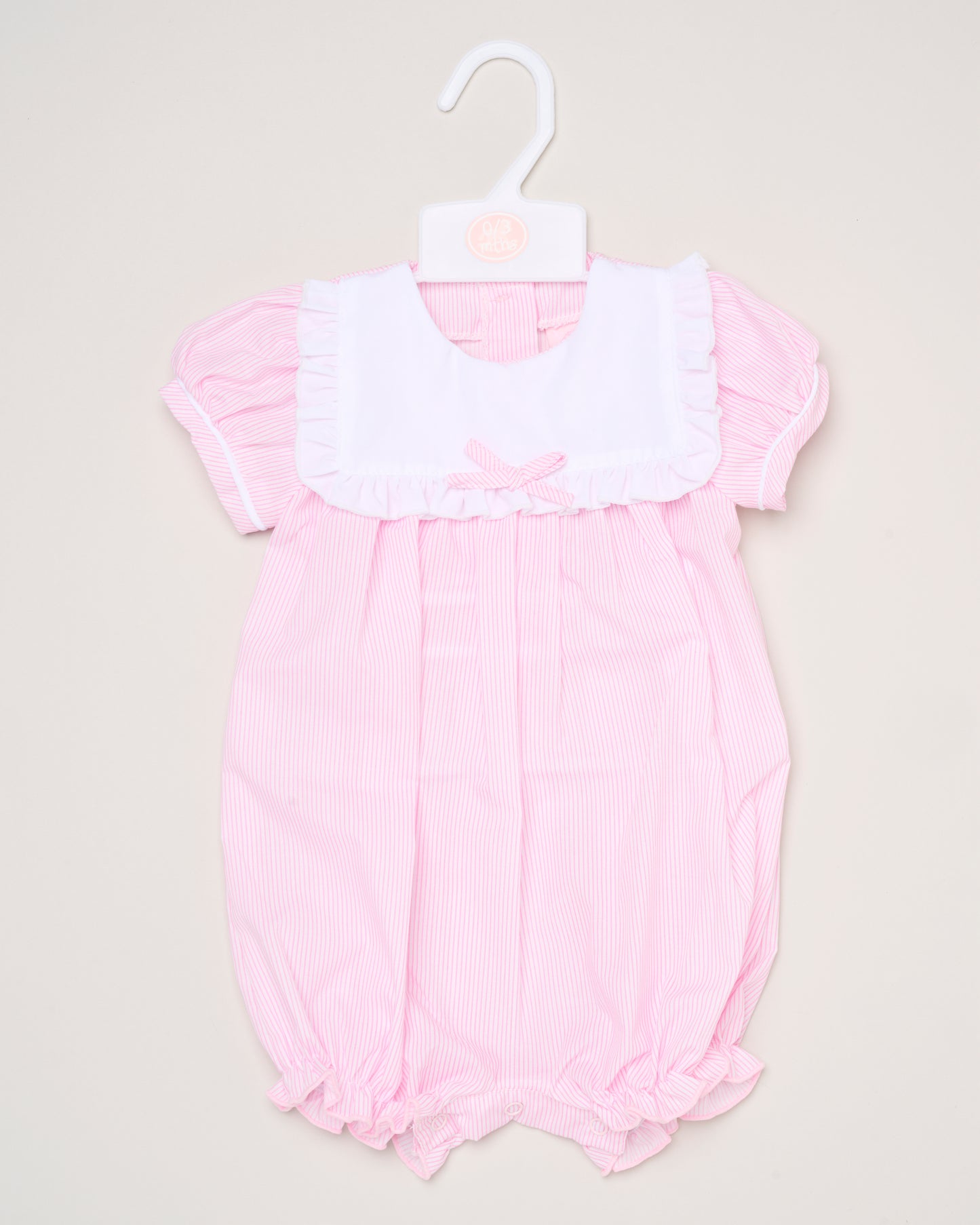 Baby Girls Smocked Romper - Sky/Pink (0-9M) (PK6) H12808