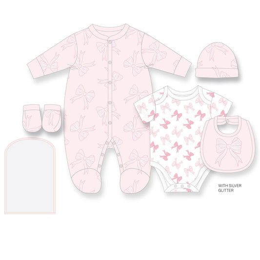 6pc Baby Mesh Bag Gift Set - Pink Bows (PK4) (NB-6m) H12811NB