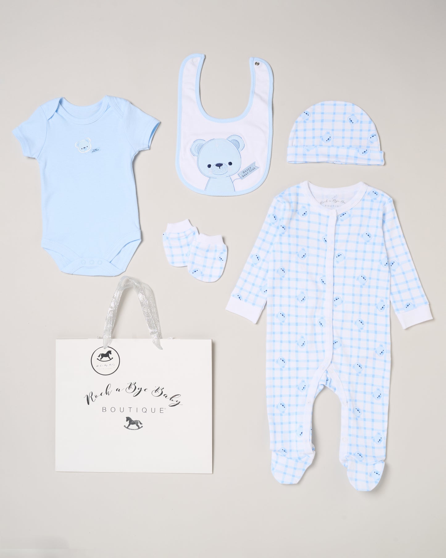 5pc Baby Mesh Bag Gift Set - Blue Happy Bear (PK4) (NB-6m) H12814NB