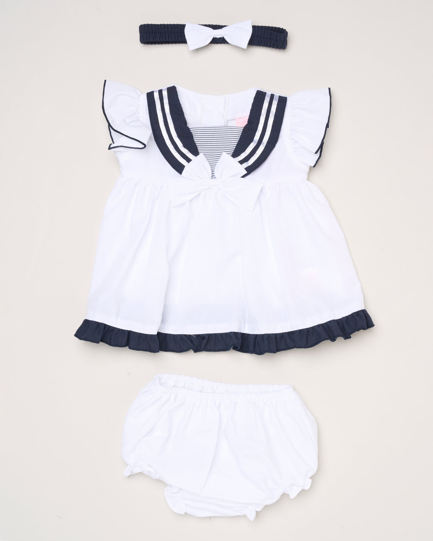 Baby Girls Dress, Pant & Headband Set - White/Navy/Pink (9-24m) (PK6) H12816INF