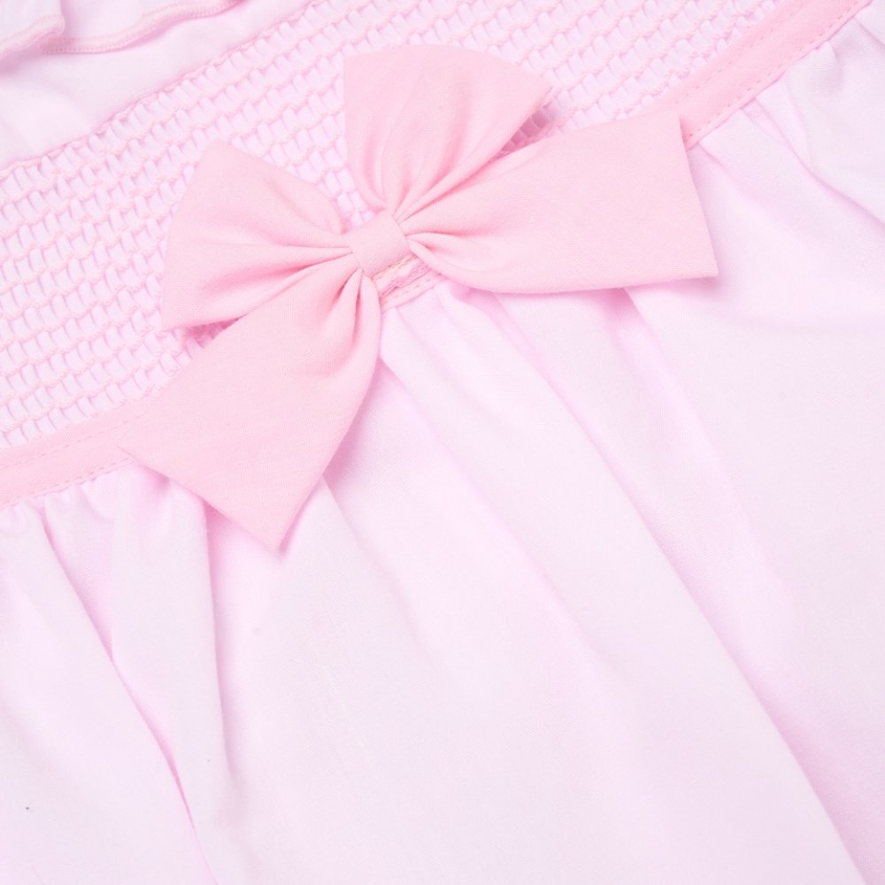 Baby Girls Smocked Romper - Bow Sky/Pink (0-9M) (PK6) H12903