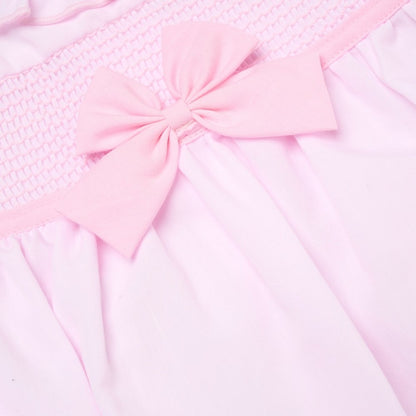 Baby Girls Smocked Romper - Bow Sky/Pink (0-9M) (PK6) H12903