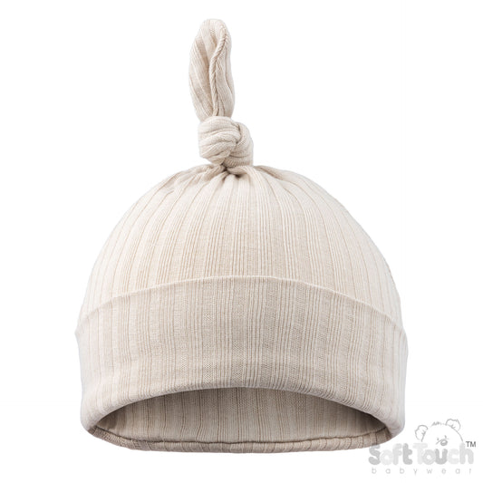 Ribbed Knot Hat - Biscuit (0-6m) (PK6) H4600BI