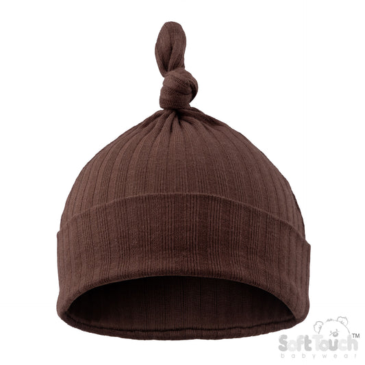 Ribbed Knot Hat - Chocolate (0-6m) (PK6) H4600CH