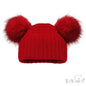 Deluxe Baby Red Checked/Striped Hat w/Pom Poms (NB-12m) (PK6) H670-R