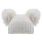 Deluxe Baby White Checked/Striped Hat w/Pom Poms (NB-12m) (PK6) H670-W