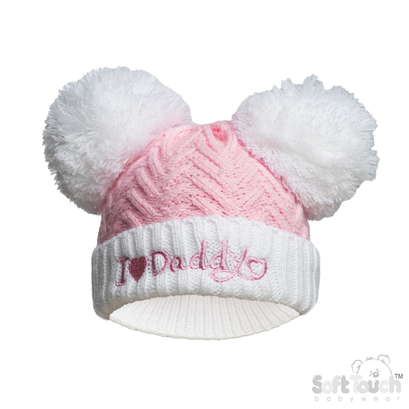 Pink Infants Turnover Hat - I Love Mummy/Daddy (NB-12) (PK6) H682-P