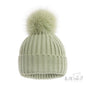 Baby Ribbed Hat with Glitter Pom Pom - Mint (NB-12m) (PK6) H712-M