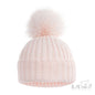 Baby Ribbed Hat with Glitter Pom Pom - Pink (NB-12m) (PK6) H712-BP