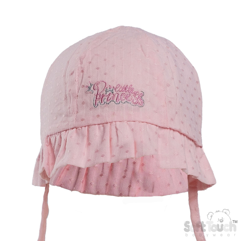 PINK HAT W/LITTLE PRINCESS EMB  (0-24 M) (PK 6) H84-P