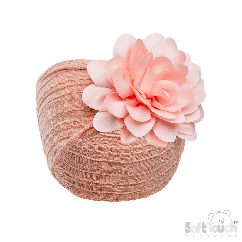 ROSE GOLD CABLE HEADBAND W/LARGE FLOWER (PK12) HB122-RO