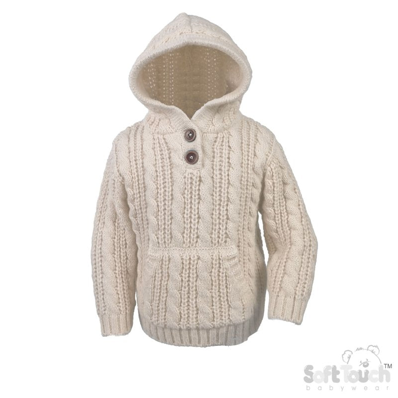 Cable Knit Hoodie - Cream (6-24m) (PK6) HD16-C