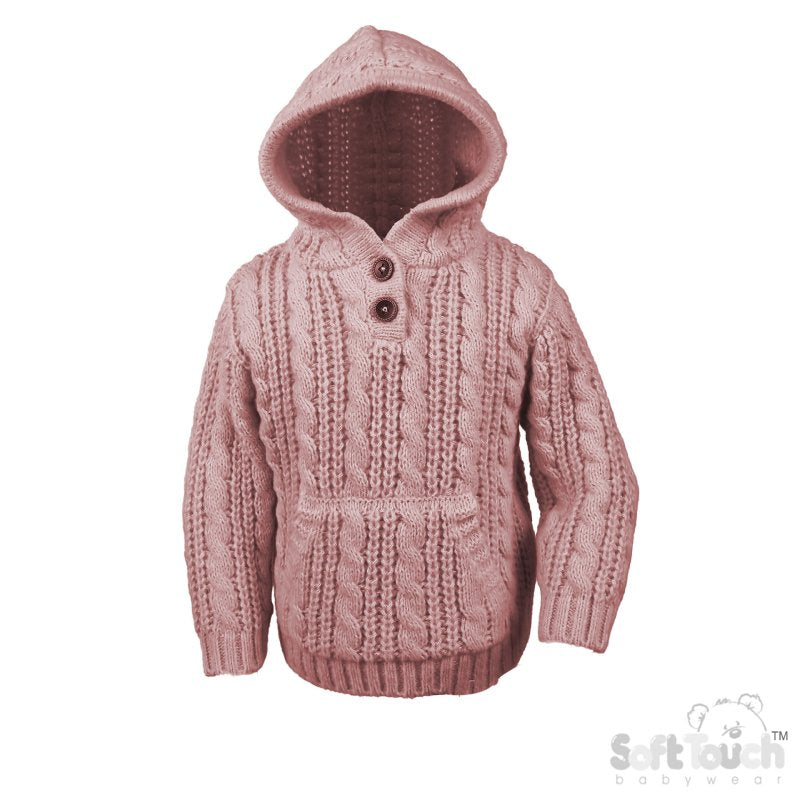 Cable Knit Hoodie - Dusty Pink (6-24m) (PK6) HD16-DP