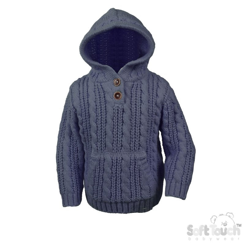 Cable Knit Hoodie - Steel Blue (6-24m) (PK6) HD16-SB