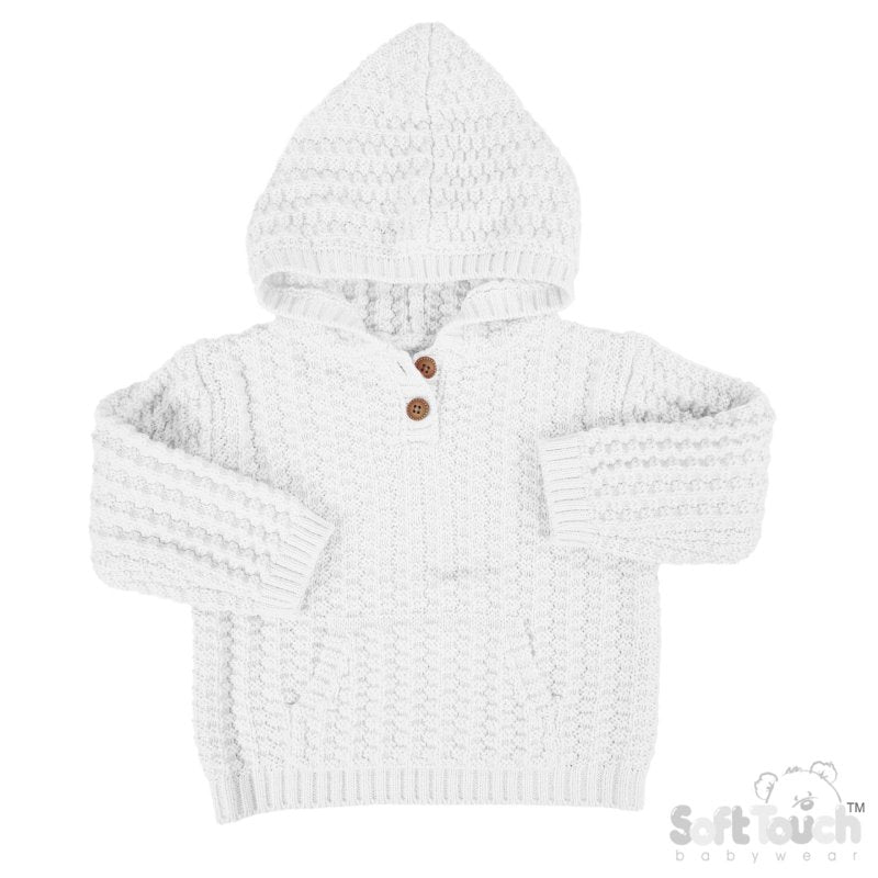 Cable Knit Hoodie - White (6-24m) (PK6) HD18-W