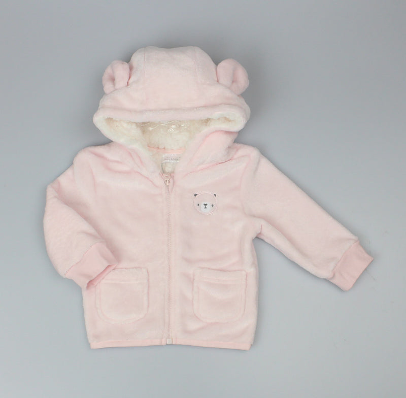 Baby Plush Fleece Hooded Jacket - Bear/Pink (6-24M) (PK6) H33557