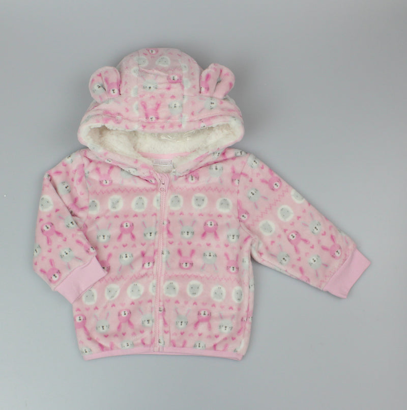 Baby Plush Fleece Hooded Jacket - Pink Fairisle (6-24M) (PK6) H33575