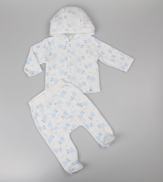 Baby Boys 2pc Cotton Rib Jacket/Jogger Set - Sky (0-6m) (PK6) J13801