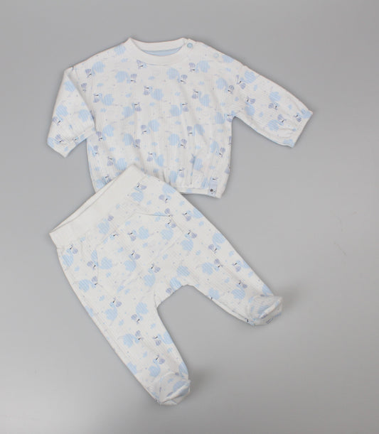 Baby Boys 2pc Cotton Rib Top/Jogger Set - Sky (0-6m) (PK6) J13803