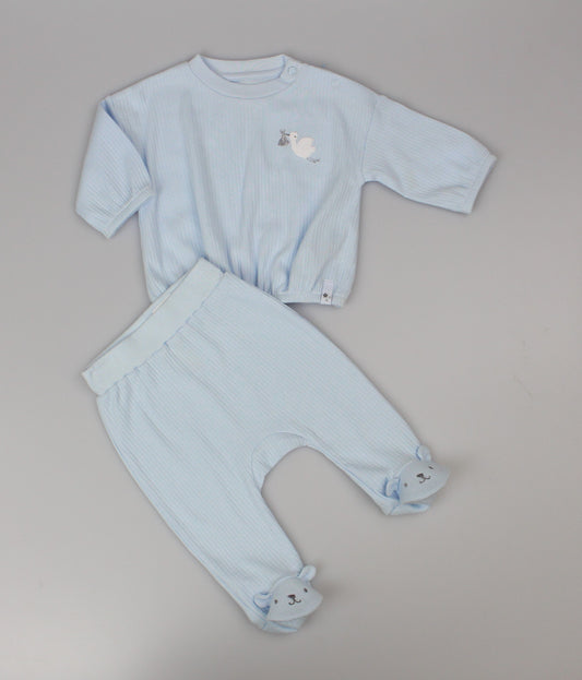 Baby Boys 2pc Cotton Rib Top/Jogger Set - Sky (0-6m) (PK6) J13804