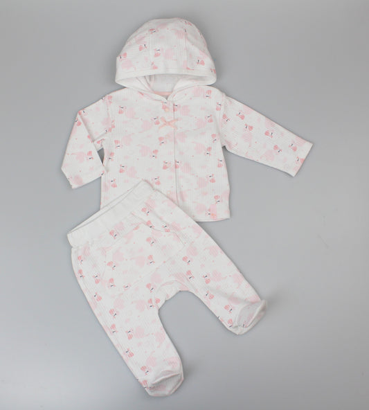 Baby Girls 2pc Cotton Rib Jacket/Jogger Set - Pink (0-6m) (PK6) J13805