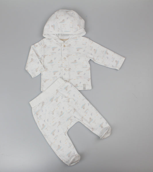 Baby 2pc Cotton Rib Jacket/Jogger Set - Taupe (0-6m) (PK6) J13813