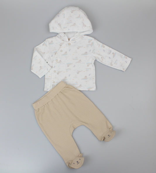 Baby 2pc Cotton Rib Jacket/Jogger Set - Taupe (0-6m) (PK6) J13814
