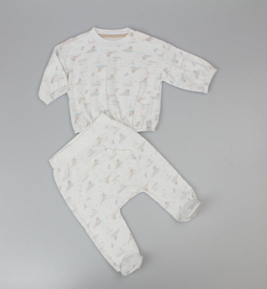 Baby 2pc Cotton Rib Top/Jogger Set - Taupe (0-6m) (PK6) J13815