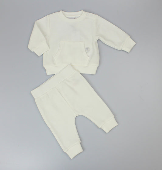 Baby Boys 2pc Jog Set - Bear/White (0-6M) (PK6) - J13954