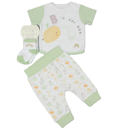 Baby Sage 3 Piece Outfit - T-Shirt, Socks & Pant (Pack Of 6) - M14264