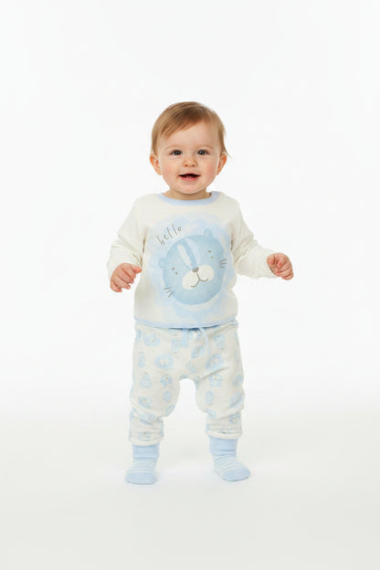 Baby Boys 2pc Set - Sky/Hello (0-9m) (PK6)  M15959