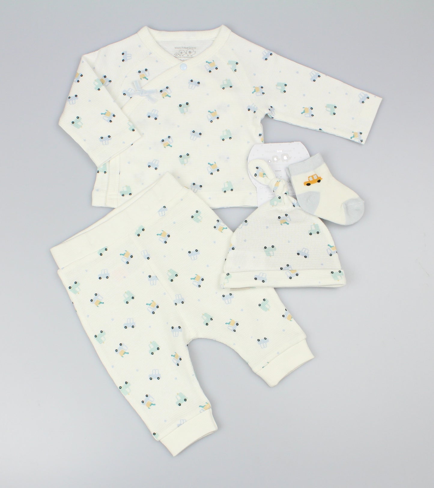 Baby Boys 4pc Set - Cars/Cream (0-9m) (PK6)  M15983