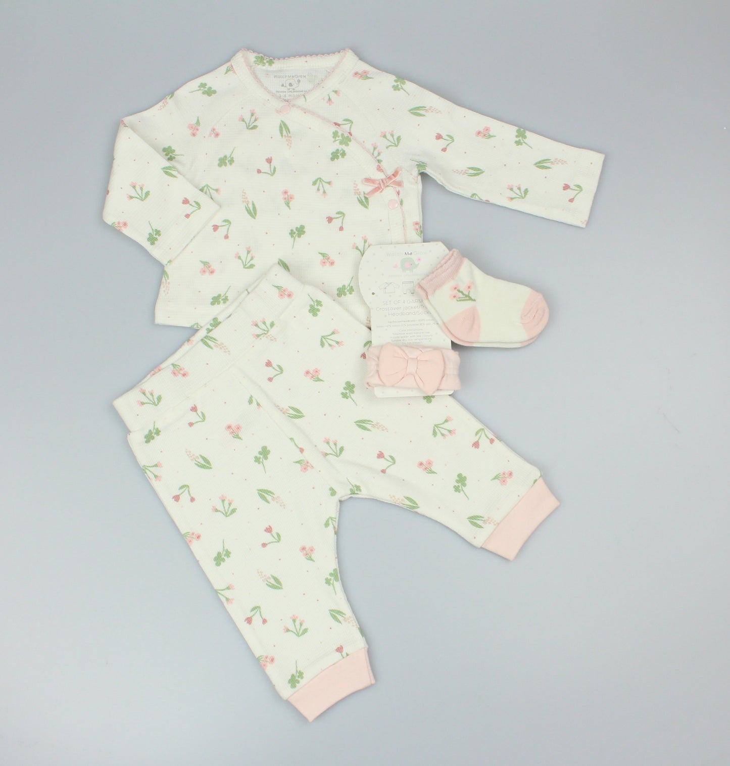 Baby Girls 4pc Set - Floral/Cream (0-9m) (PK6)  M15989