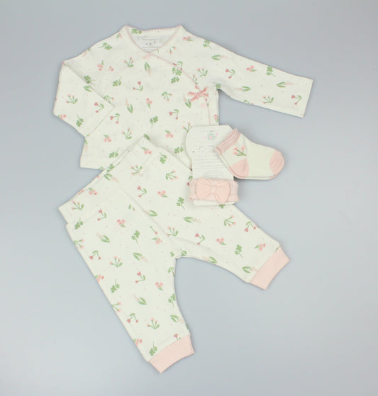 Baby Girls 4pc Set - Floral/Cream (0-9m) (PK6)  M15989