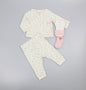 Baby Girls 3pc Waffle Top/Trouser Set - Floral Woodland (PK6) (0-9m) N14759
