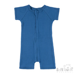 Ribbed Short Sleeved Jumpsuit - Azure (0-3m) (PK6) - JS4600-AZ