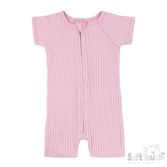 Ribbed Short Sleeved Jumpsuit - Dusty Pink (0-3m) (PK6) - JS4600-DP