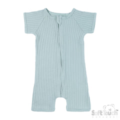 Ribbed Short Sleeved Jumpsuit - Sage Green (0-3m) (PK6) - JS4600-SG