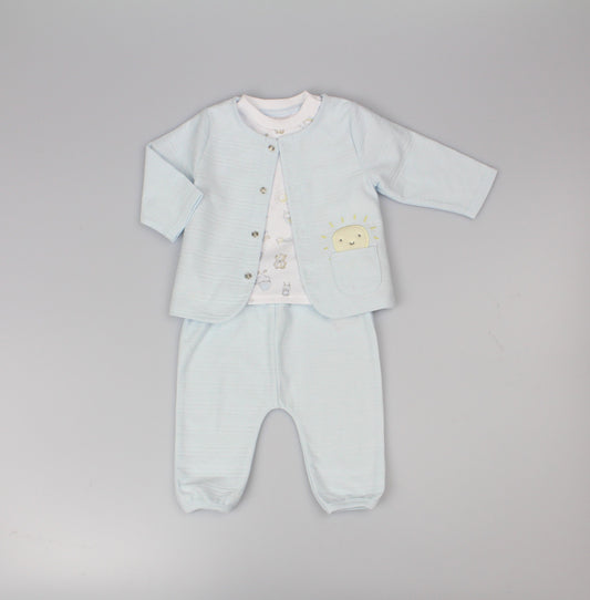 Boys 3pc jacket set nursery ottoman (0-6 Months) (PK6) E13312