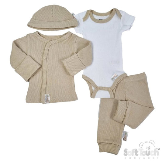 4pc Premature Ribbed Set - Biscuit- (3.5kg 50-55cm) - (PK6) PR12-BI