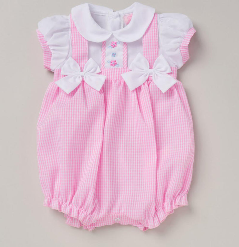 Gingham Romper - Bows (0-9m) (PK6) D06366