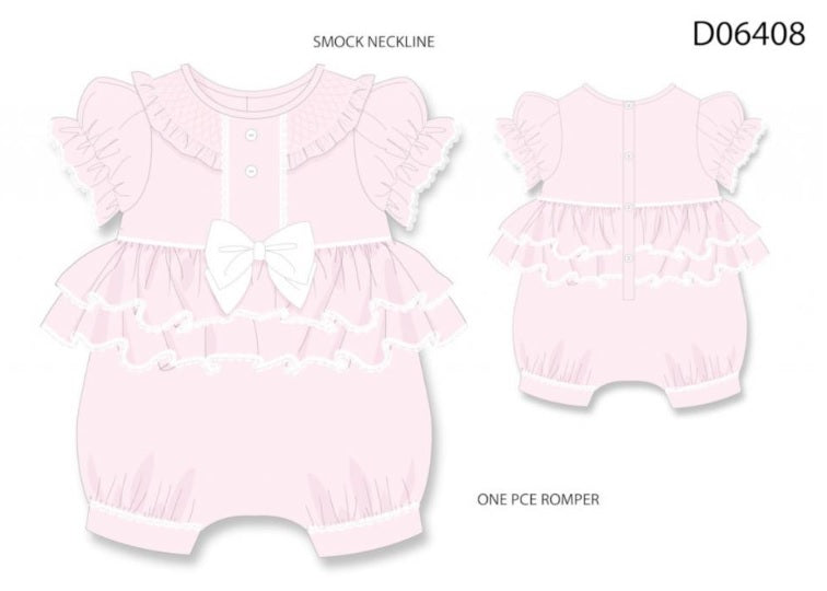 Smocked Romper - Bows (0-9m) (PK6) D06408