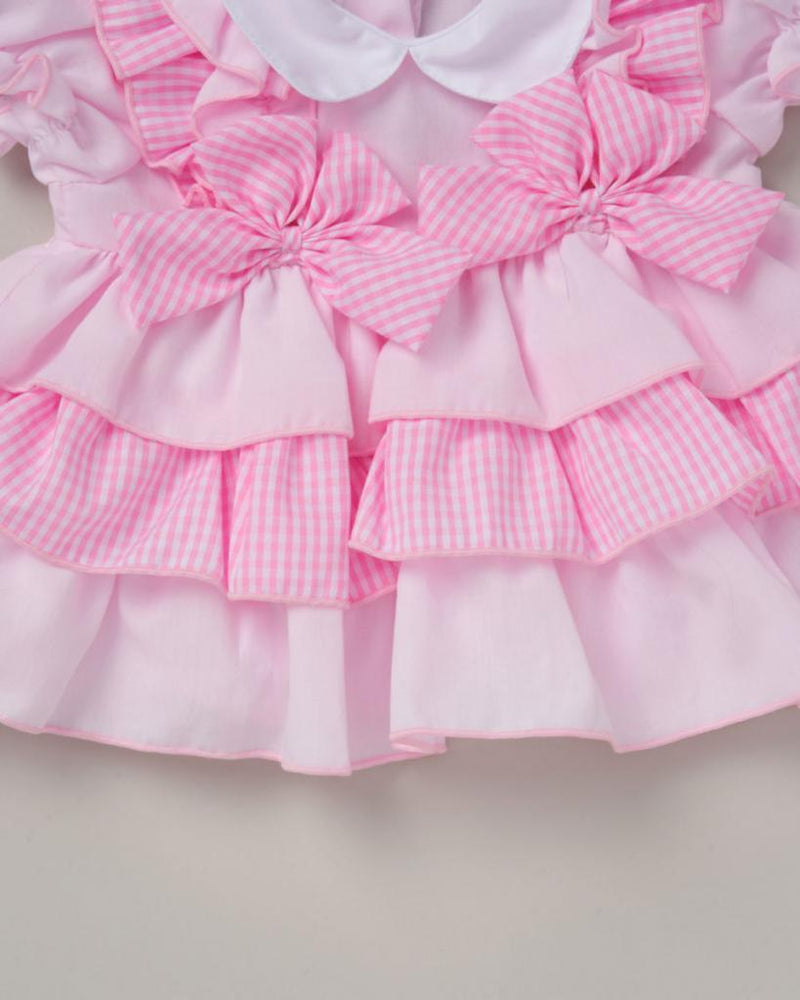 Gingham Dress Set - Bows/Frills (6-24m) (PK6) D06454B