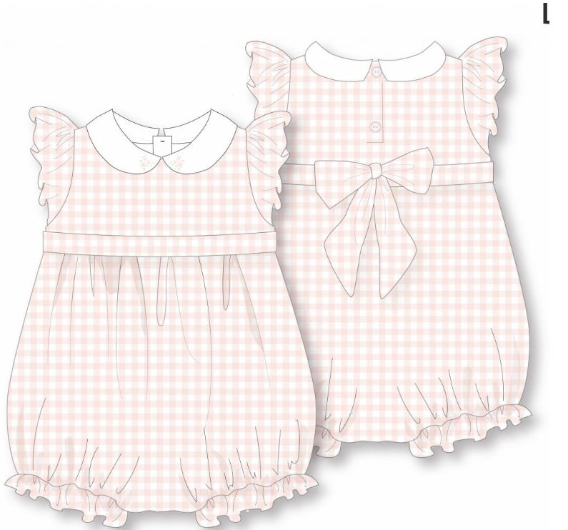 Gingham Romper - Flowers (0-9m) (PK6) D06456