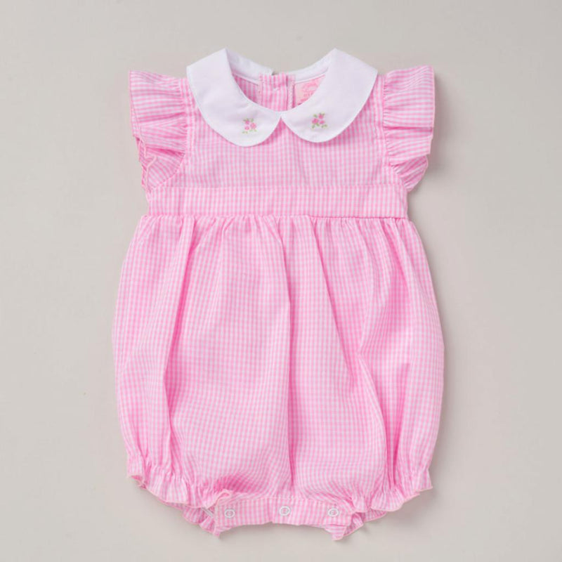 Gingham Romper - Flowers (0-9m) (PK6) D06456